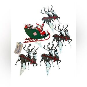 Vintage 1980’s Plastic Christmas Santa & Reindeer Cut-Outs Holiday Display Decor